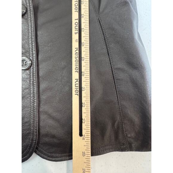 East 5th Womens Medium Genuine Leather Brown Blazer Jacket Lined Button-Up - Picture 8 of 10